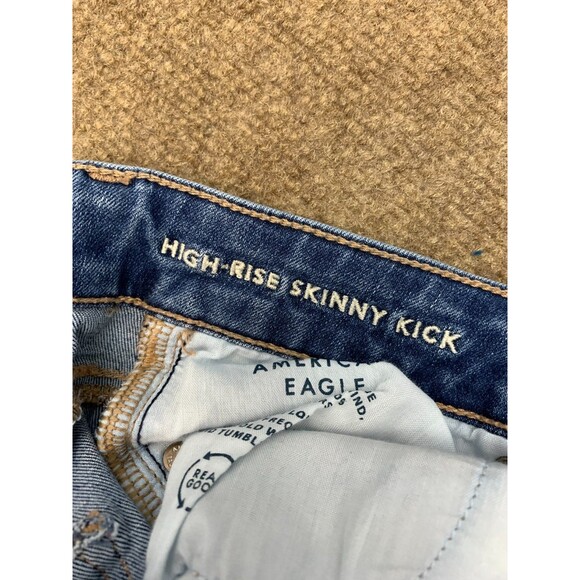 American Eagle Jeans Womens 8 Skinny Kick Bootcut Whiskered Next Stretch Denim - Picture 5 of 11